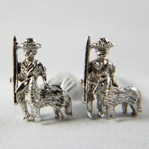 Vilver tone shepherd boy and dog unique cufflinks